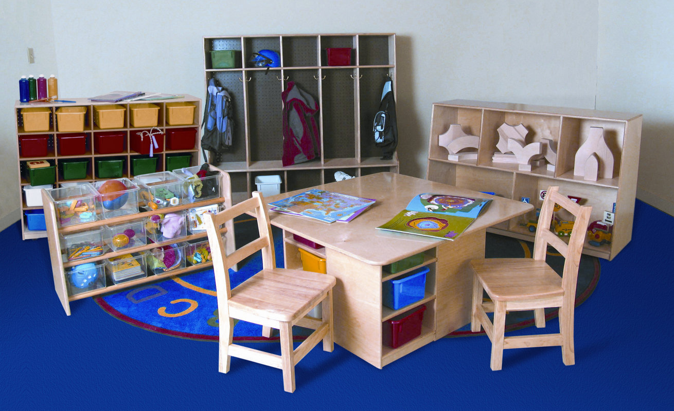 Wood Designs 7 Piece Classroom Double Sided 25 Compartment Shelving Unit with Trays & Reviews